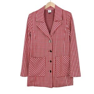 Cabi Houndstooth Jacket Red Medium